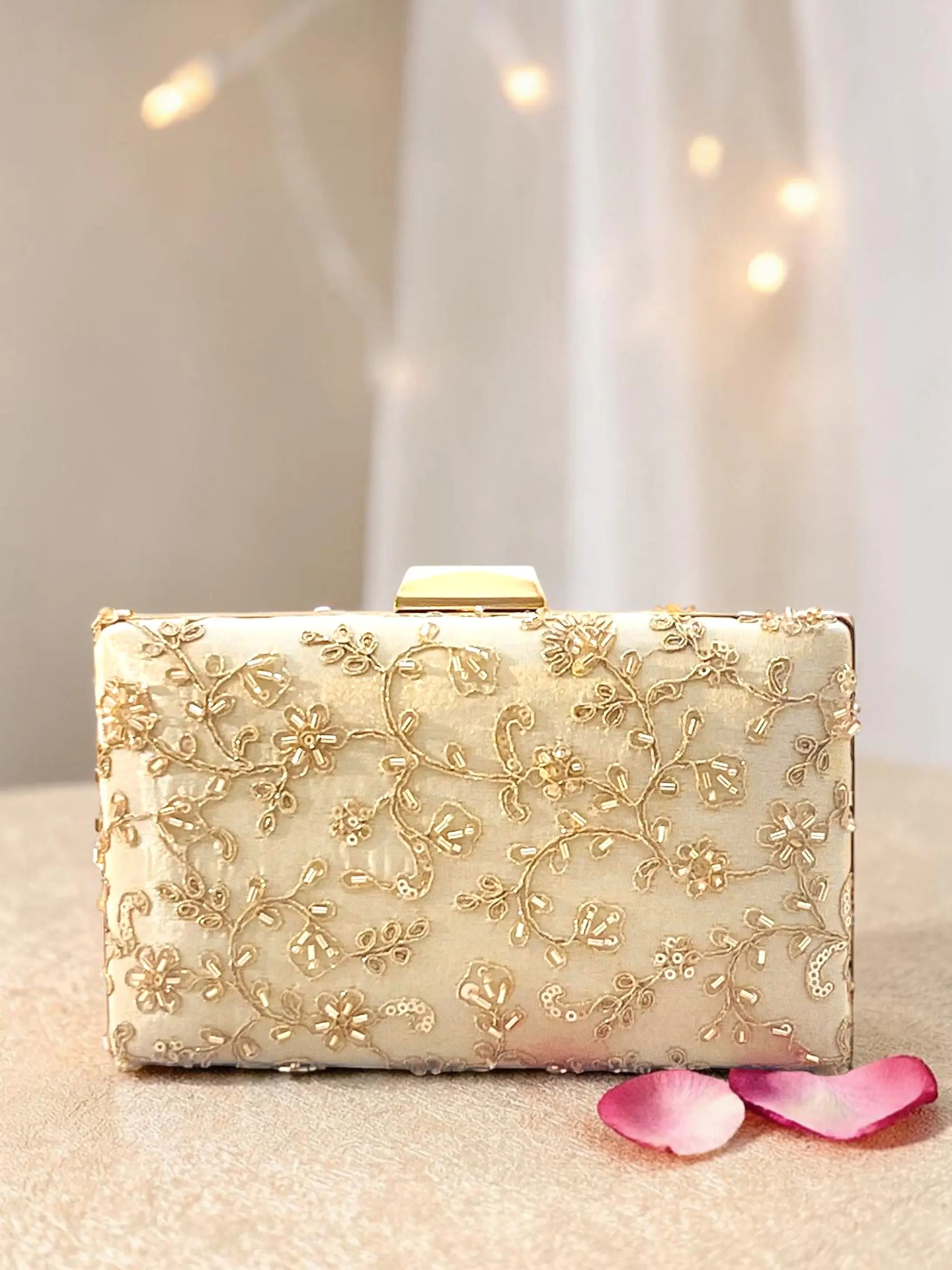 Annie Box Clutch - Gold YuvaStree