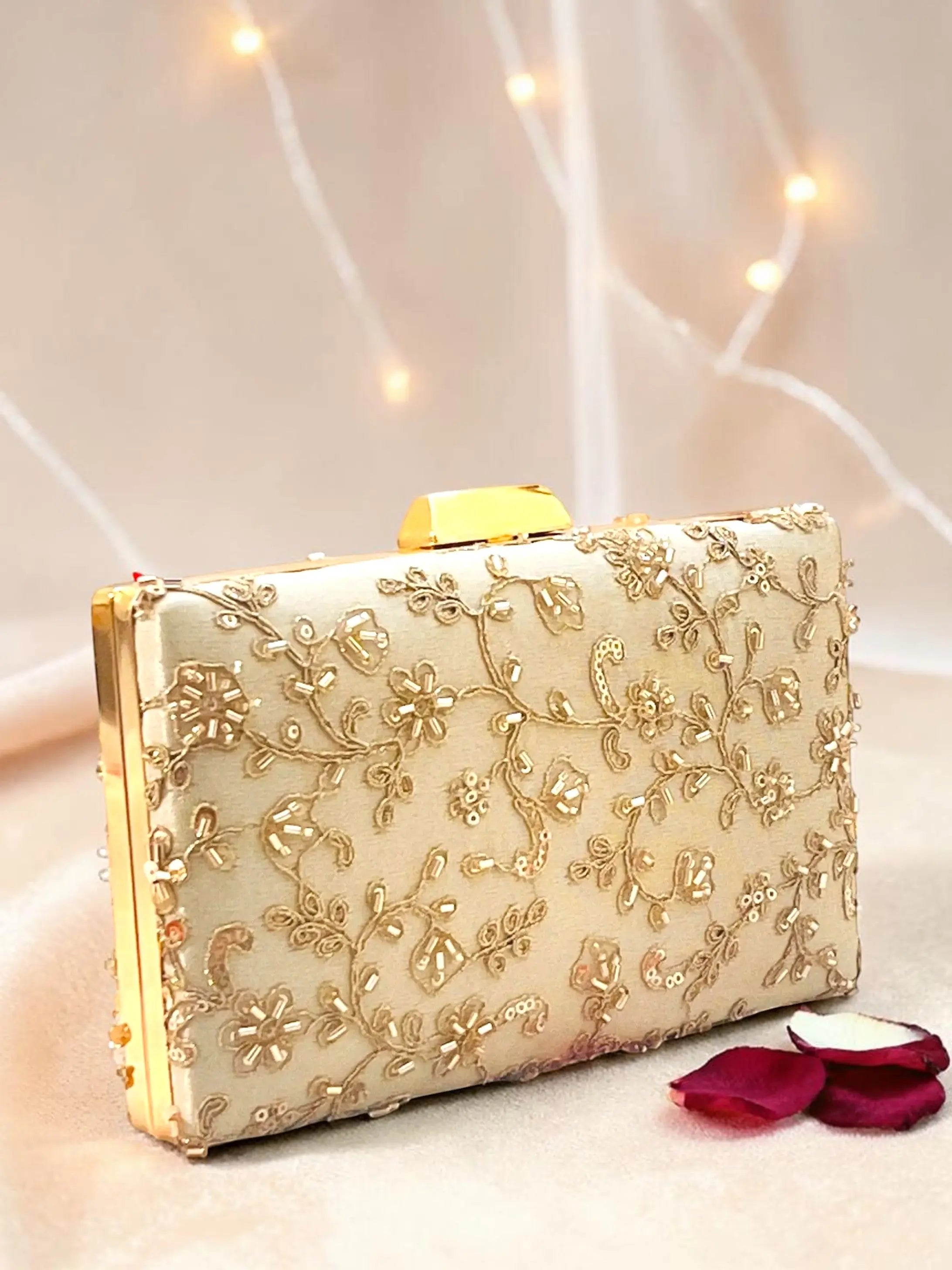 Annie Box Clutch - Gold YuvaStree