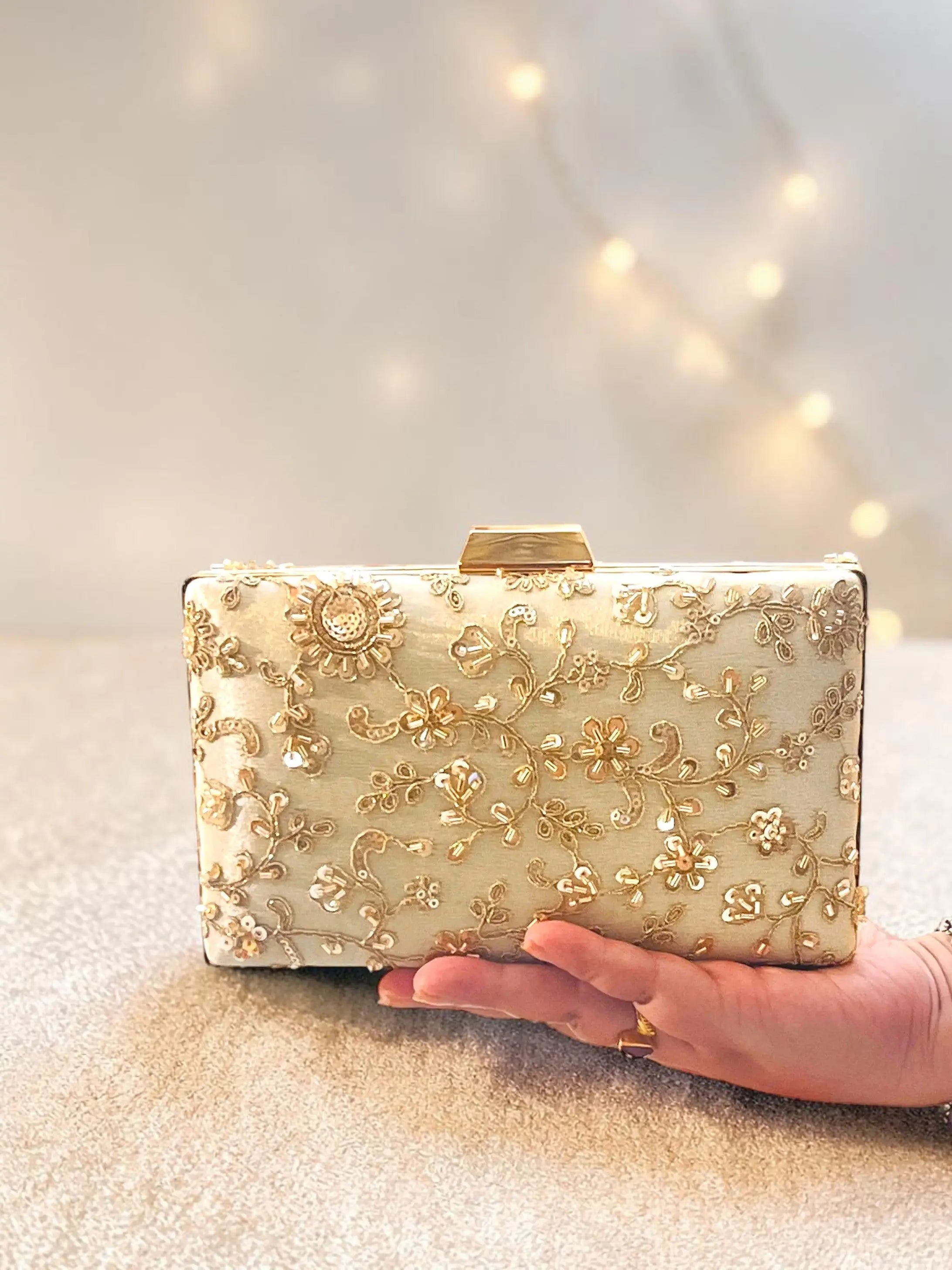 Annie Box Clutch - Gold YuvaStree