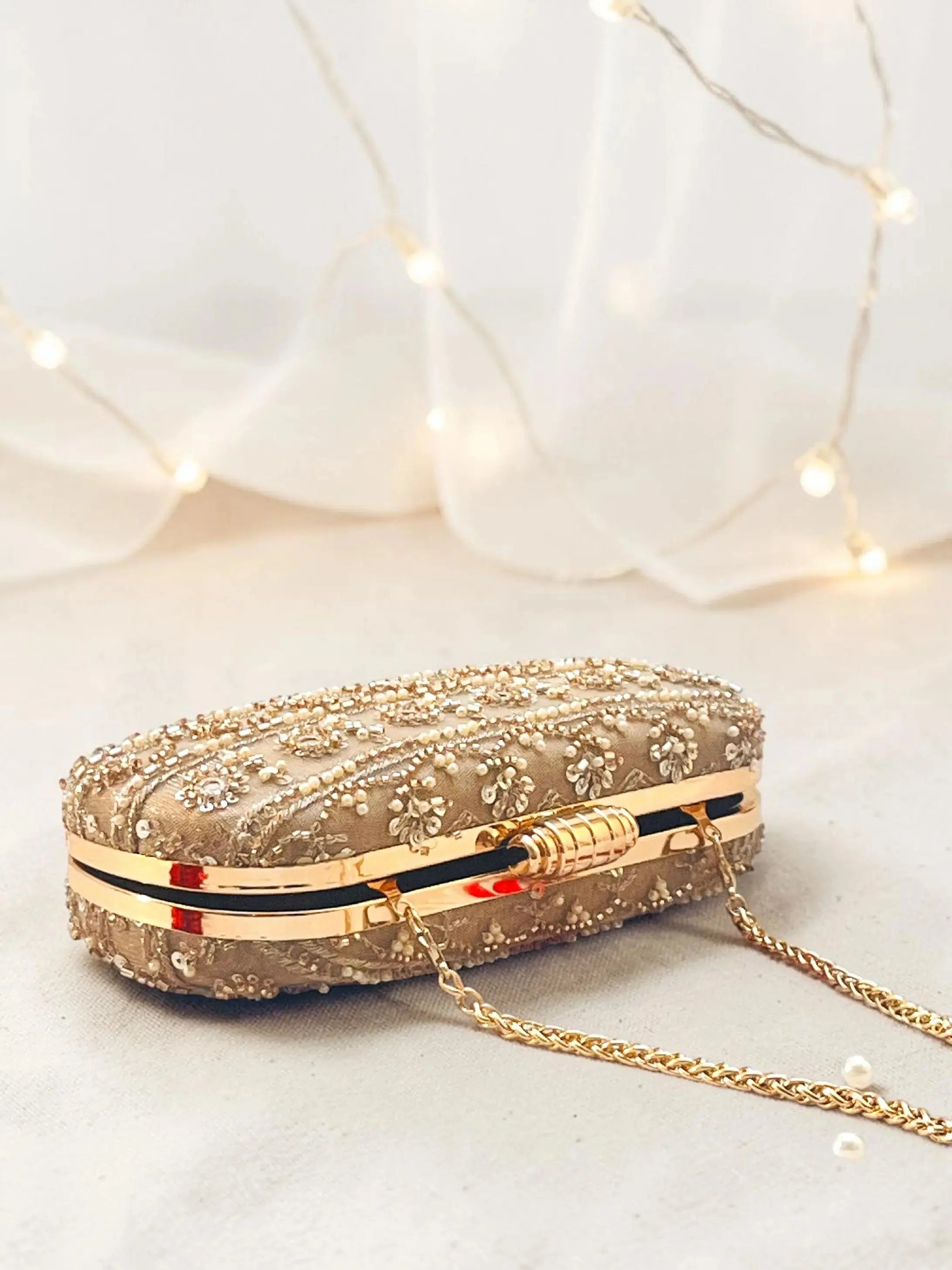 Bestseller Combo - Evaara Bucket Bag Antique Rose & Capsule Clutch Gold Set of 2 YuvaStree