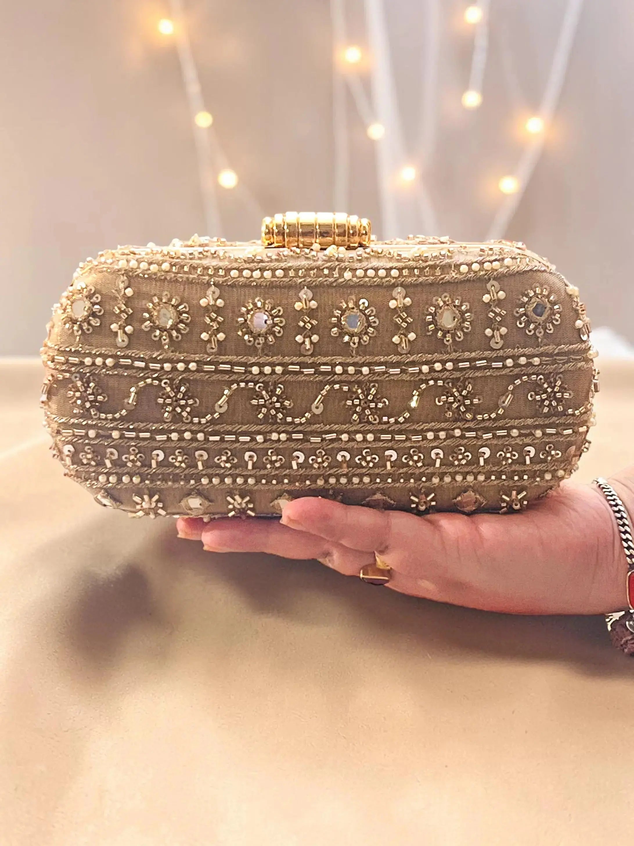 Bestseller Combo - Evaara Bucket Bag Antique Rose & Capsule Clutch Gold Set of 2 YuvaStree