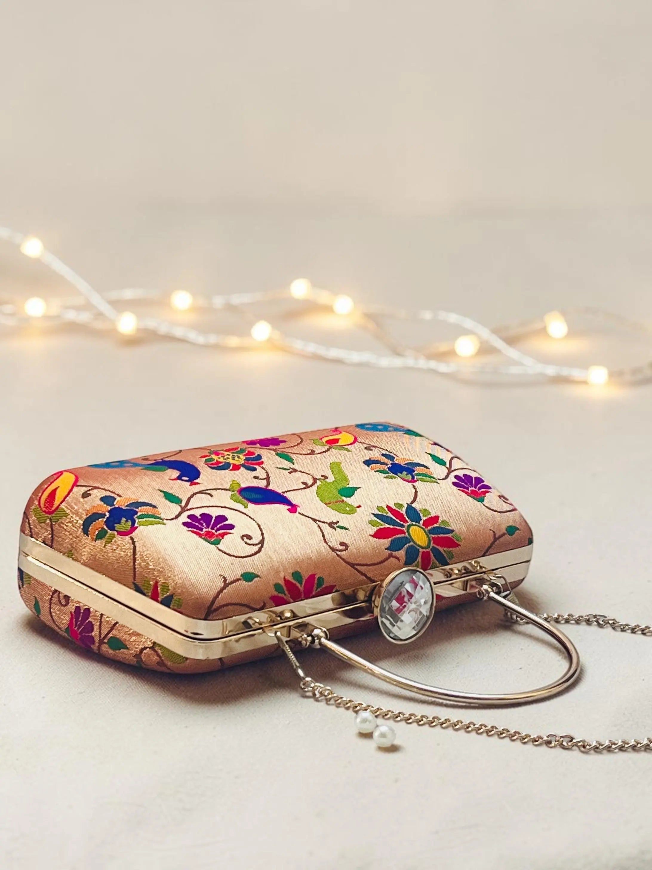Aura Box Clutch - Paithani Silk YuvaStree