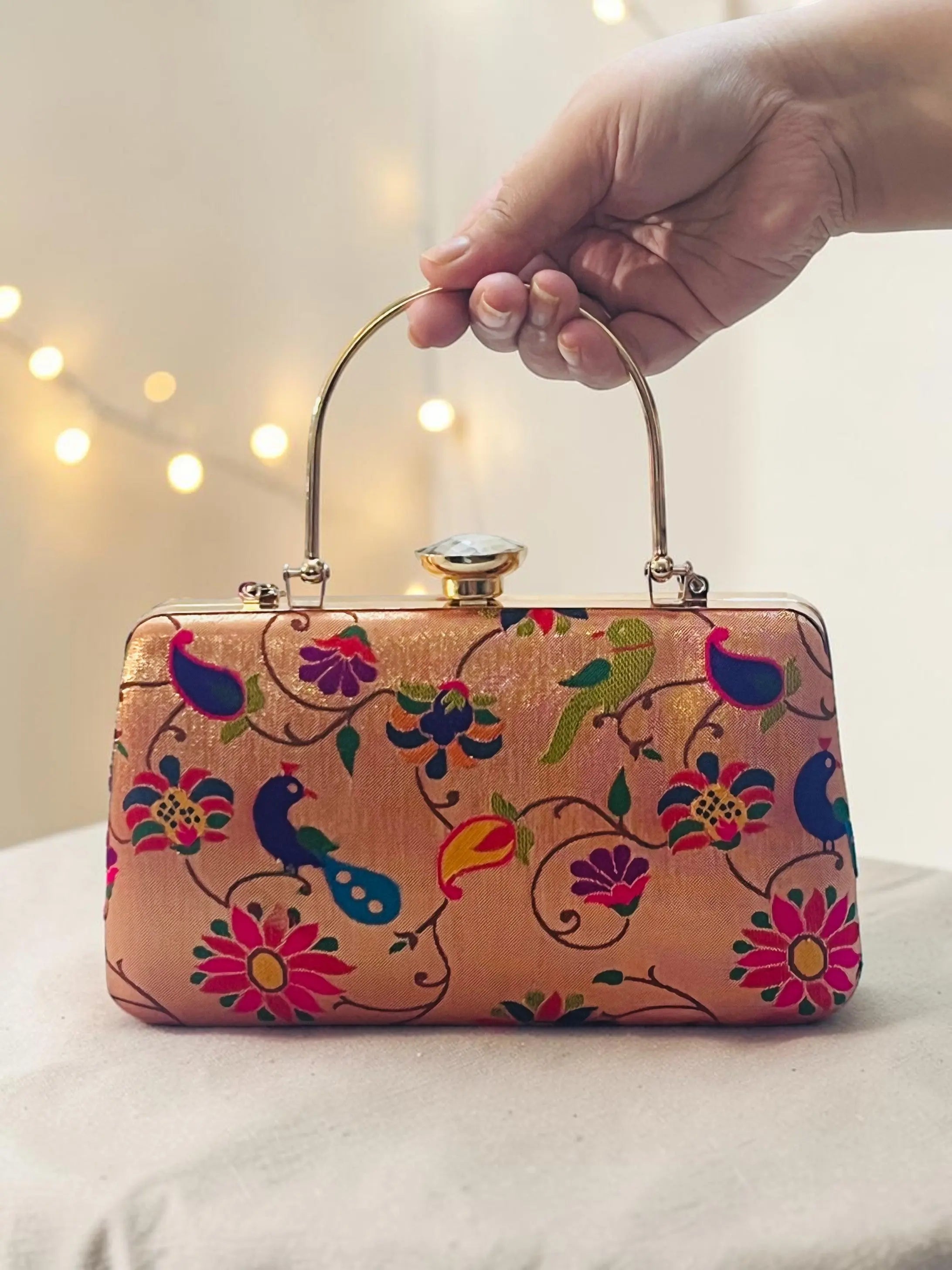 Aura Box Clutch - Paithani Silk YuvaStree