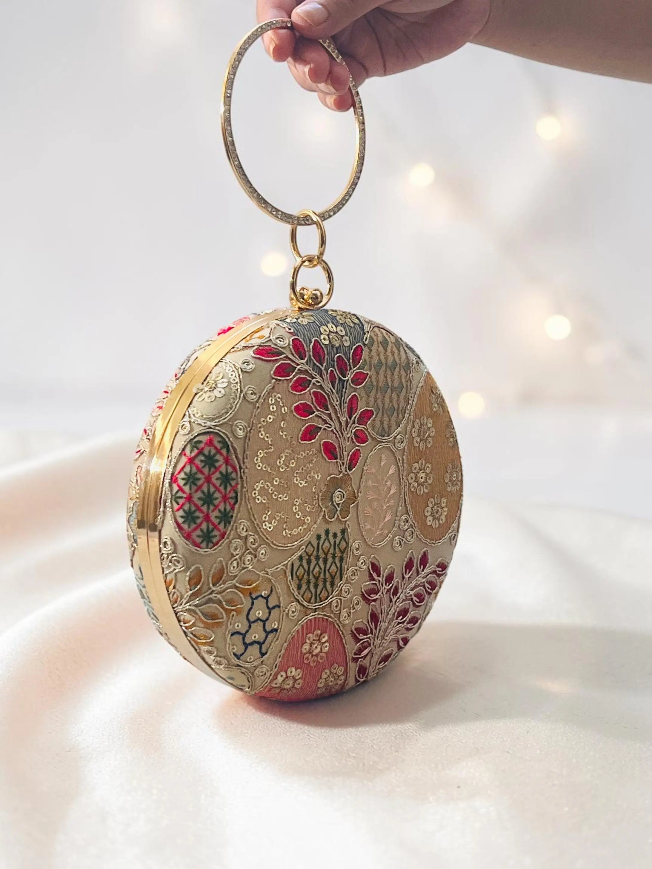 Meher Ring Clutch - Beige YuvaStree
