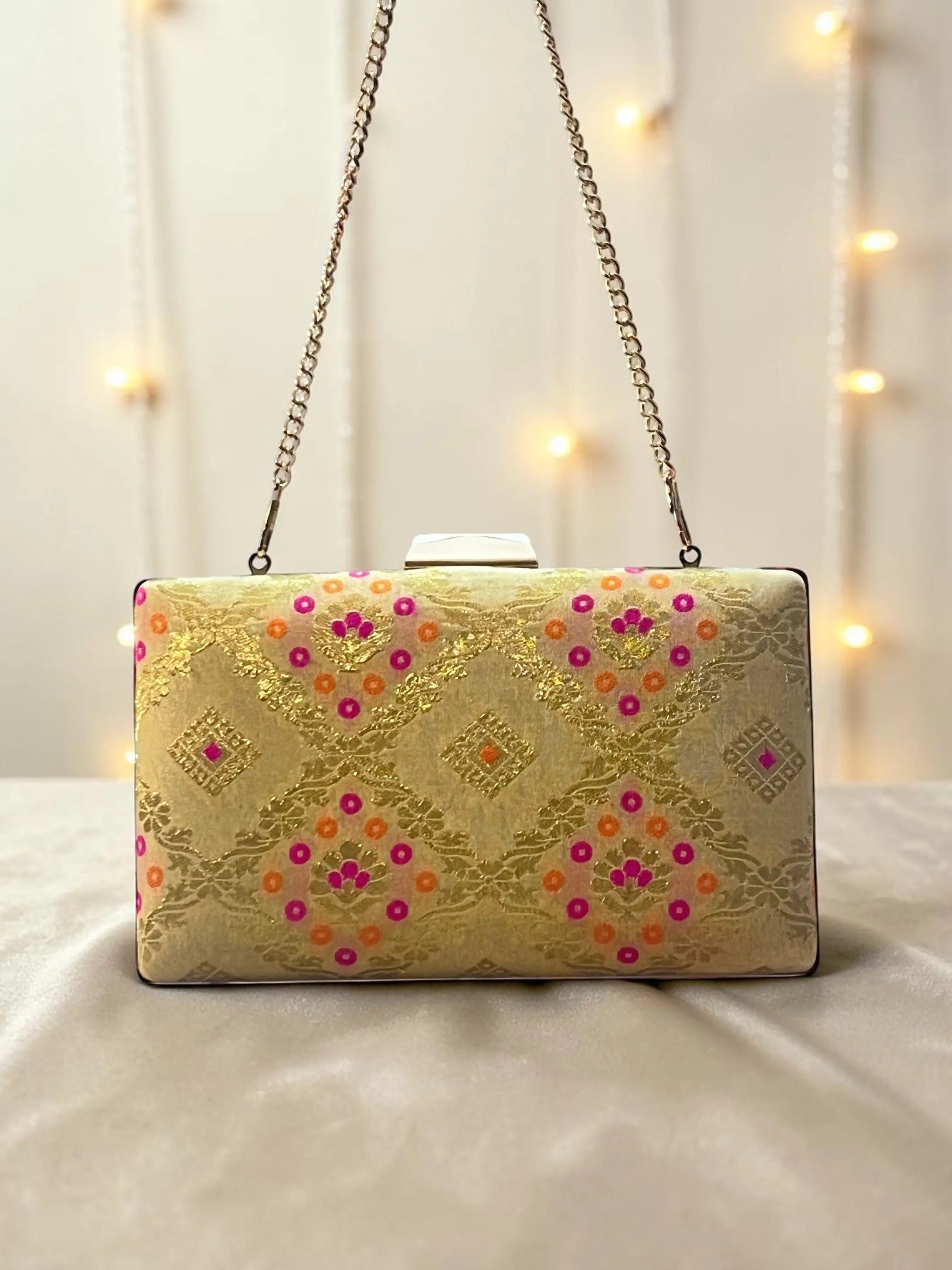 Annie Box Clutch - Beige Gold YuvaStree