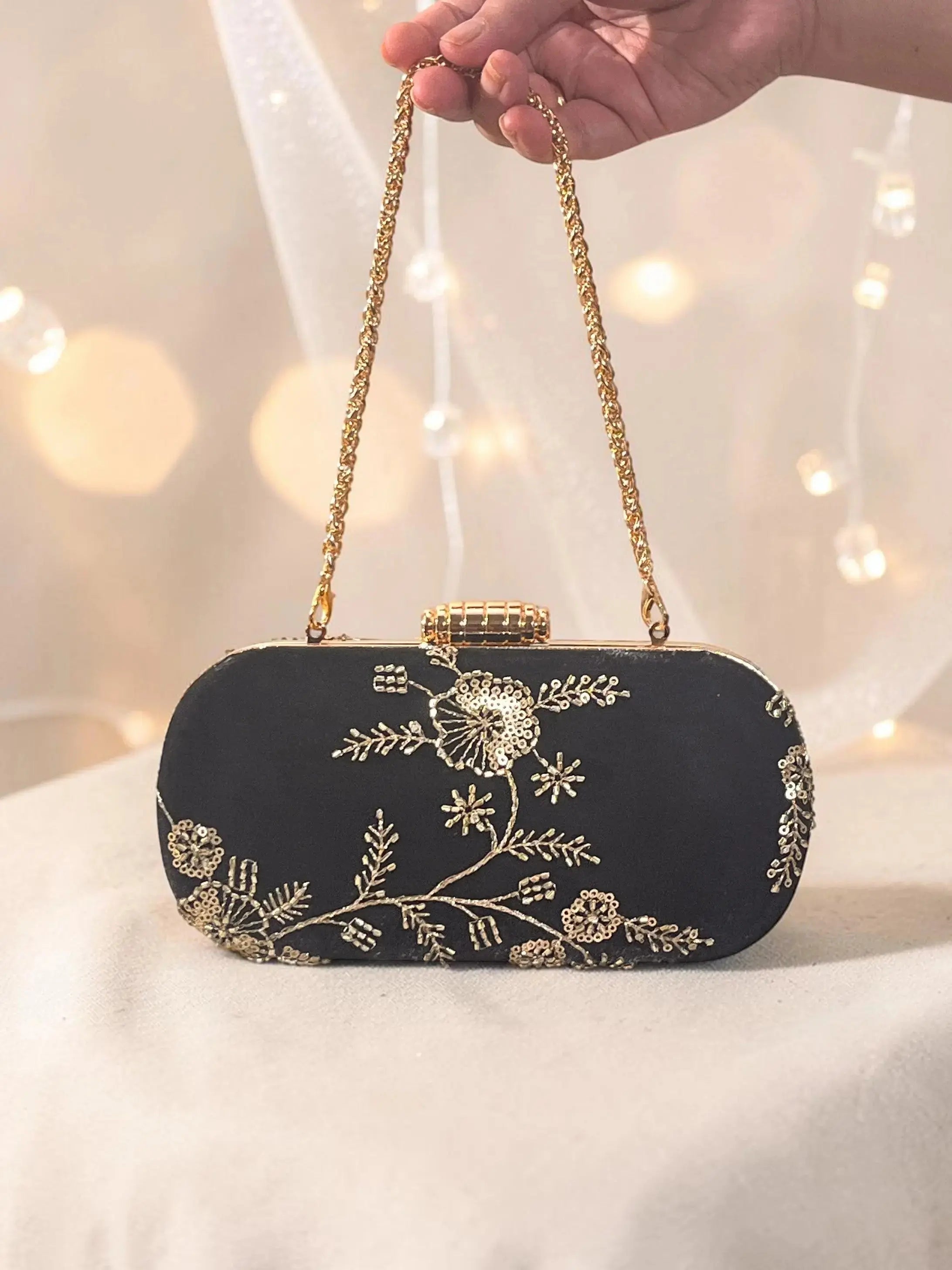 Capsule Clutches Combo - Black & Gold Set of 2 YuvaStree