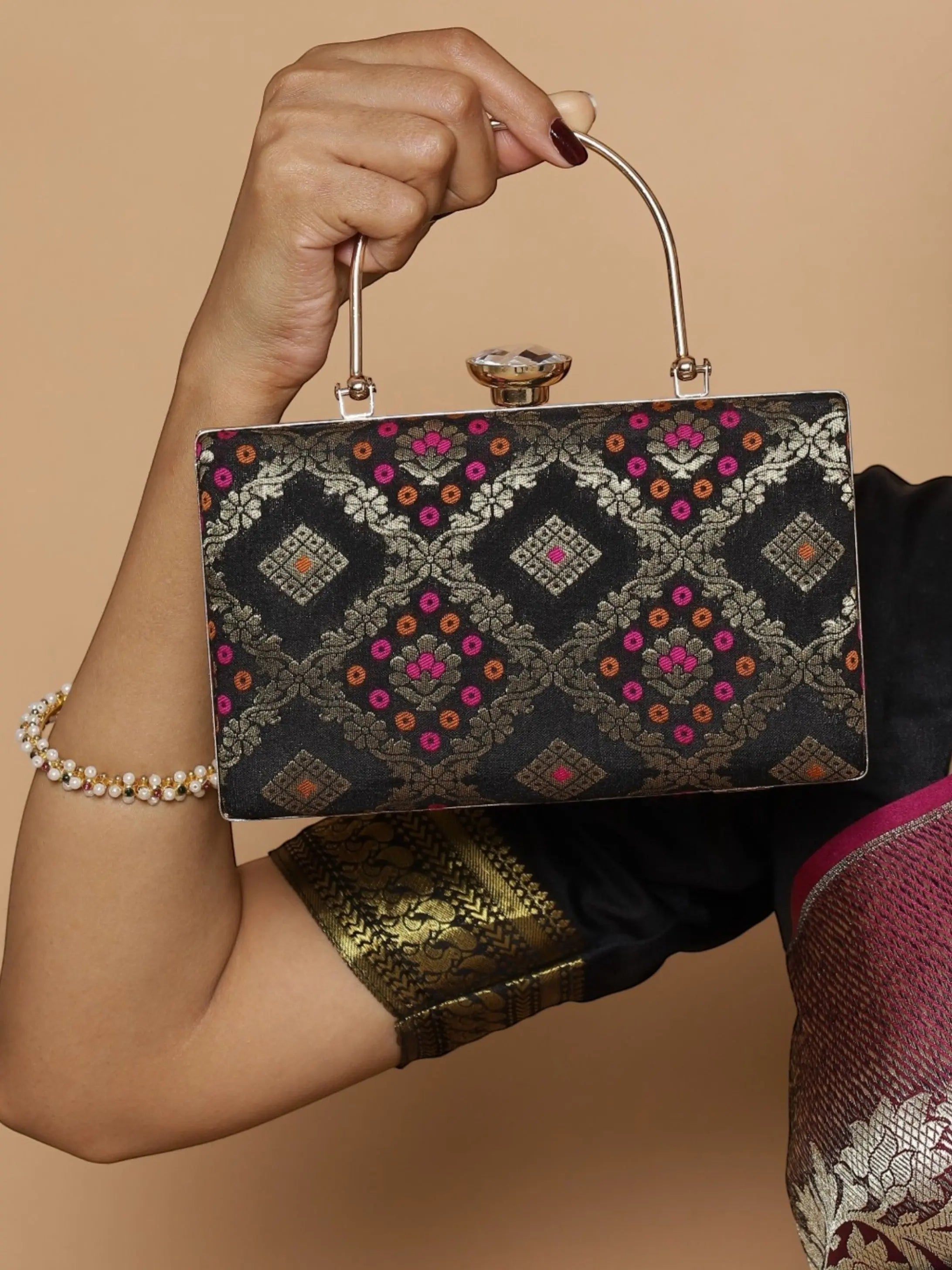 Neyra Box Clutch - Black YuvaStree