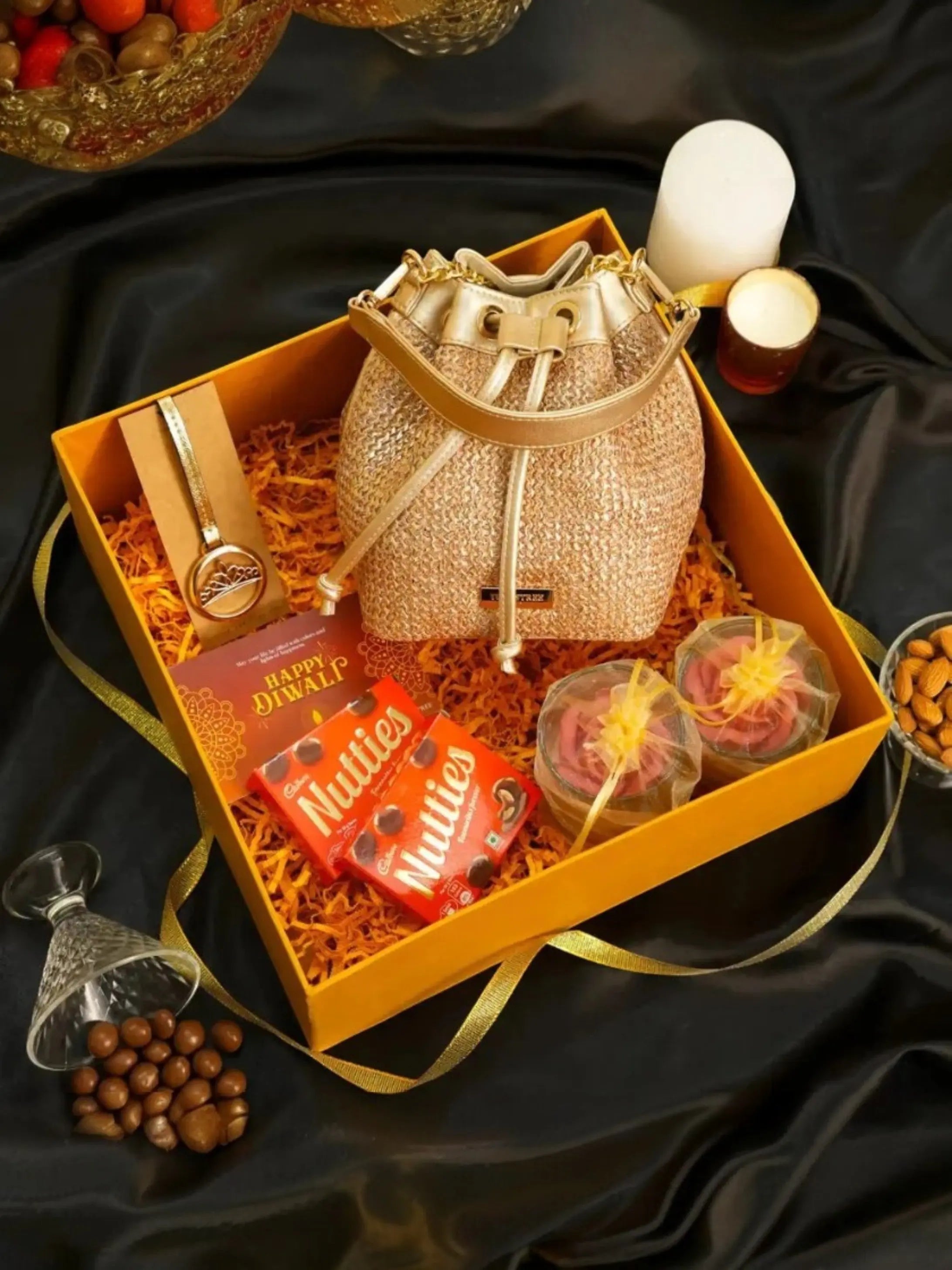 Festive Hamper - Evaara Bucket Bag - Antique Rose YuvaStree