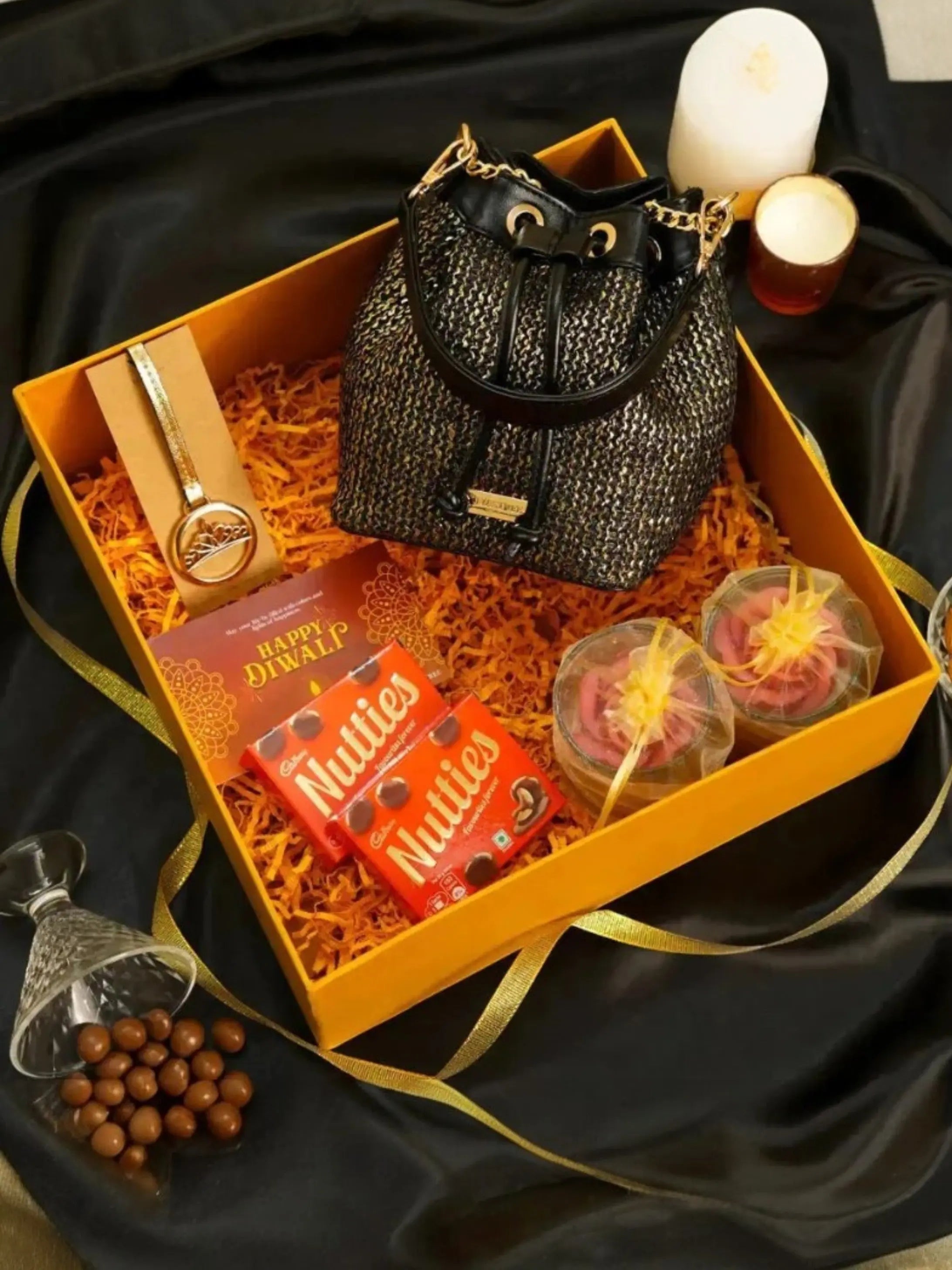 Festive Hamper - Evaara Bucket Bag - Midnight Gold YuvaStree