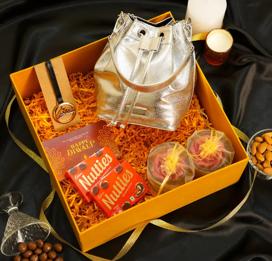 Festive Hamper - Evaara Bucket Bag - Silver Mirage YuvaStree