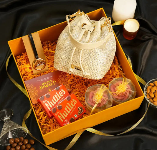 Festive Hamper - Evaara Bucket Bag - Pearl Glow YuvaStree
