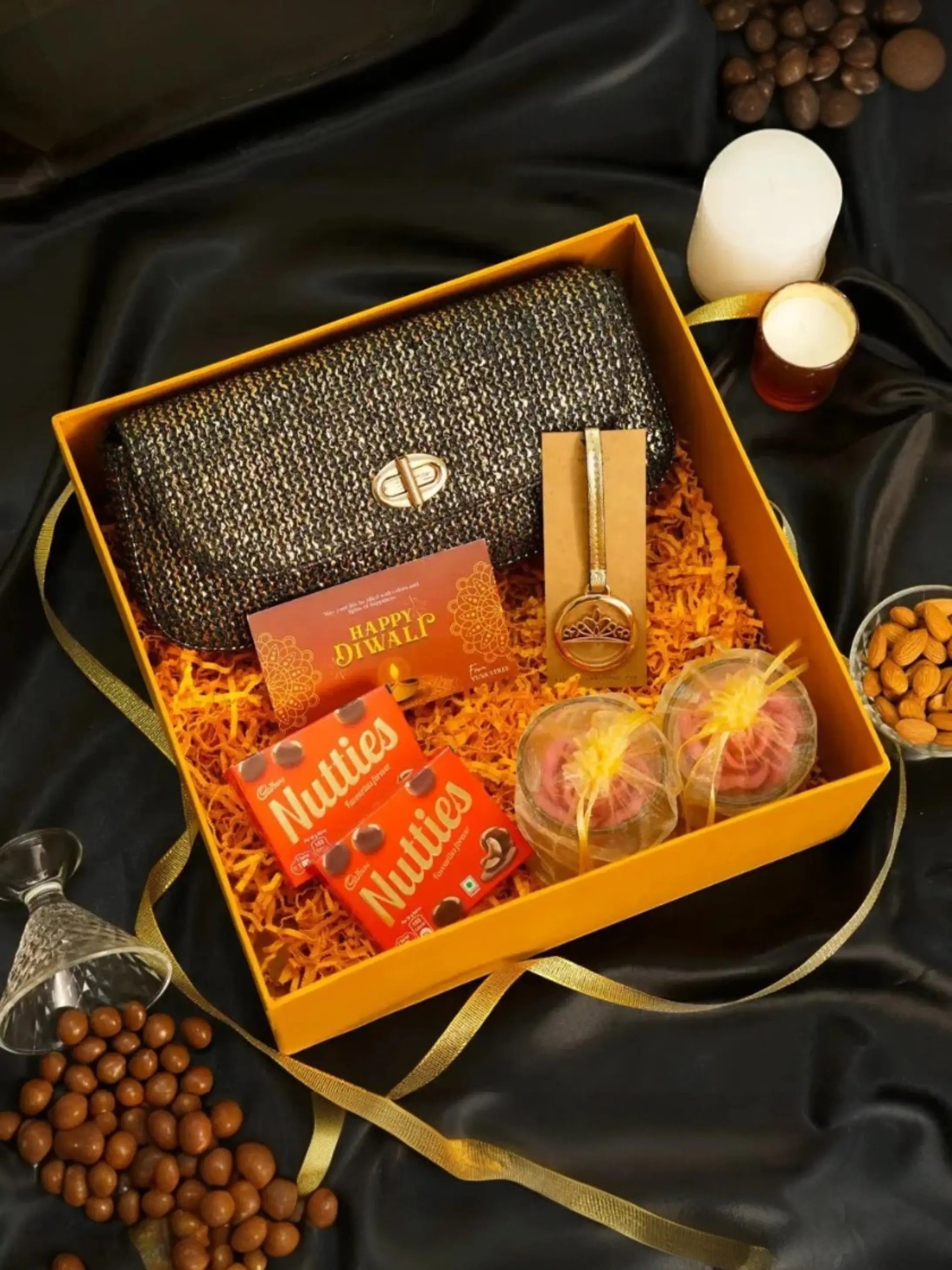 Festive Hamper - Elvina Clutch - Midnight Gold YuvaStree