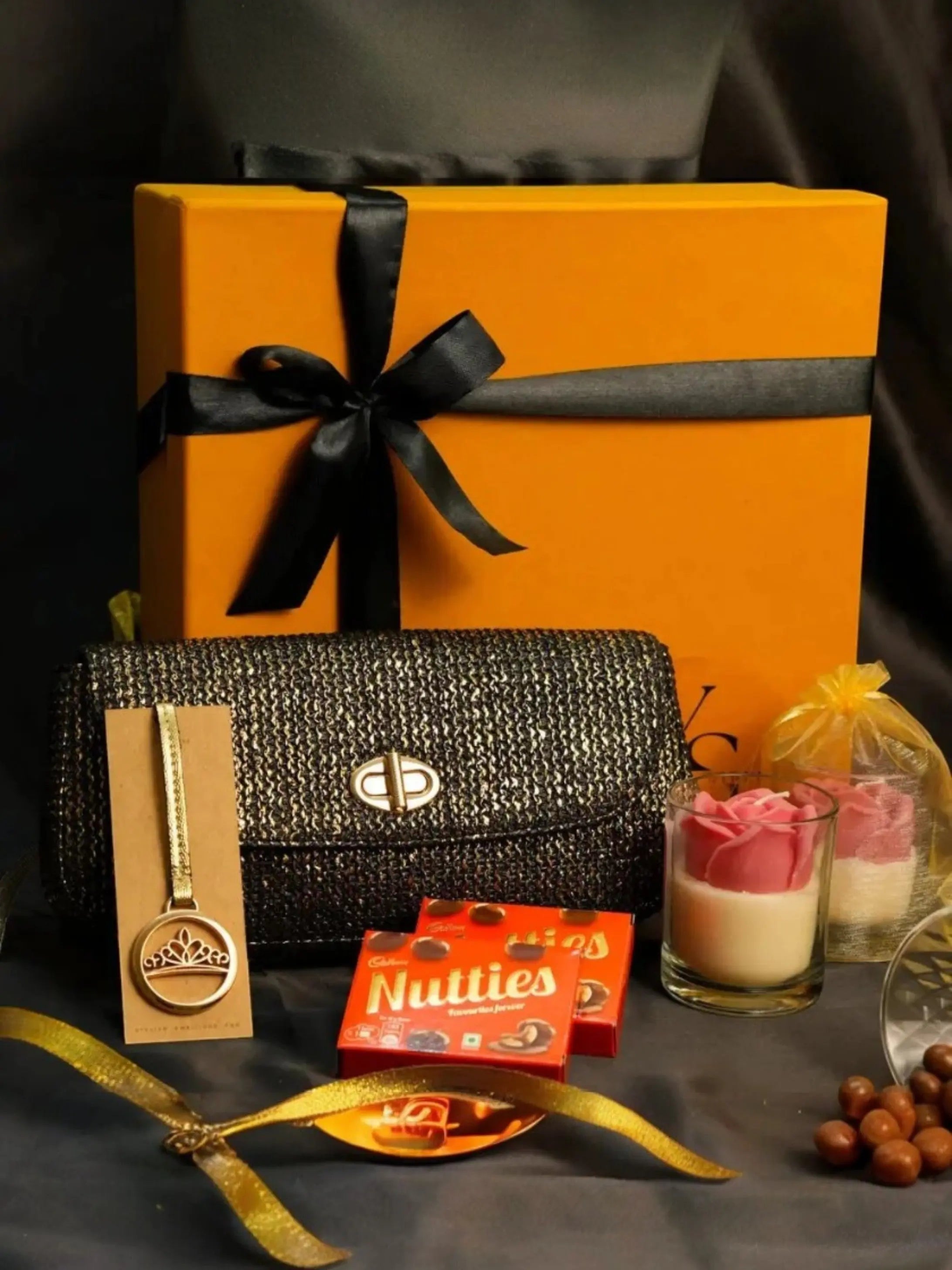 Festive Hamper - Elvina Clutch - Midnight Gold YuvaStree