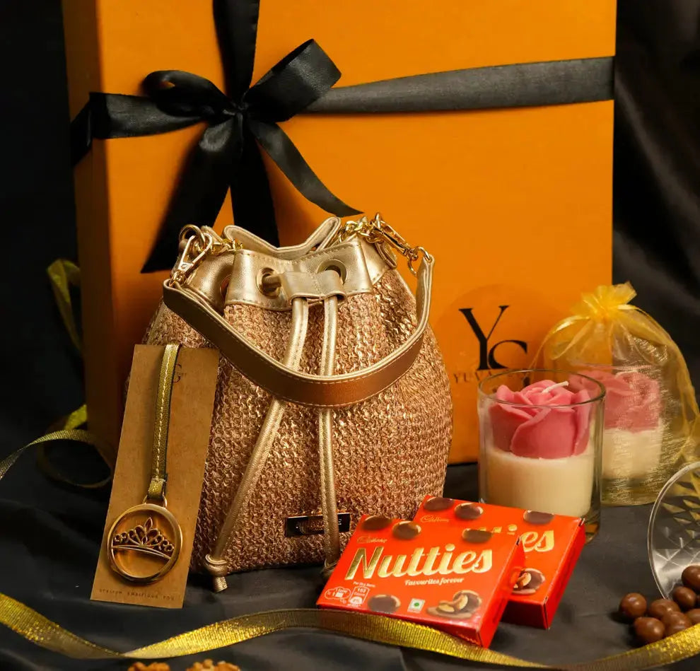 Festive Hamper - Evaara Bucket Bag - Pearl Glow YuvaStree