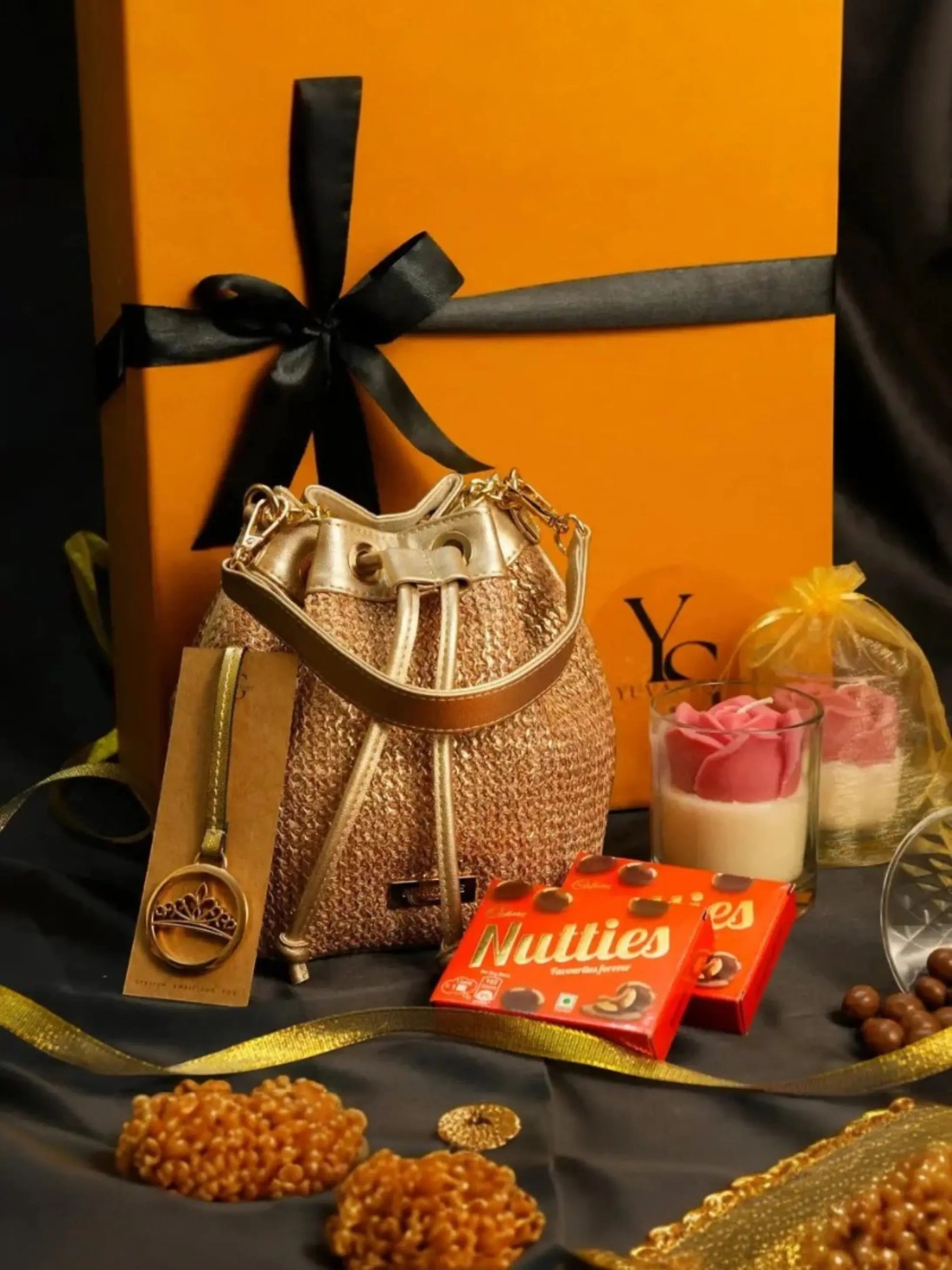 Festive Hamper - Evaara Bucket Bag - Antique Rose YuvaStree