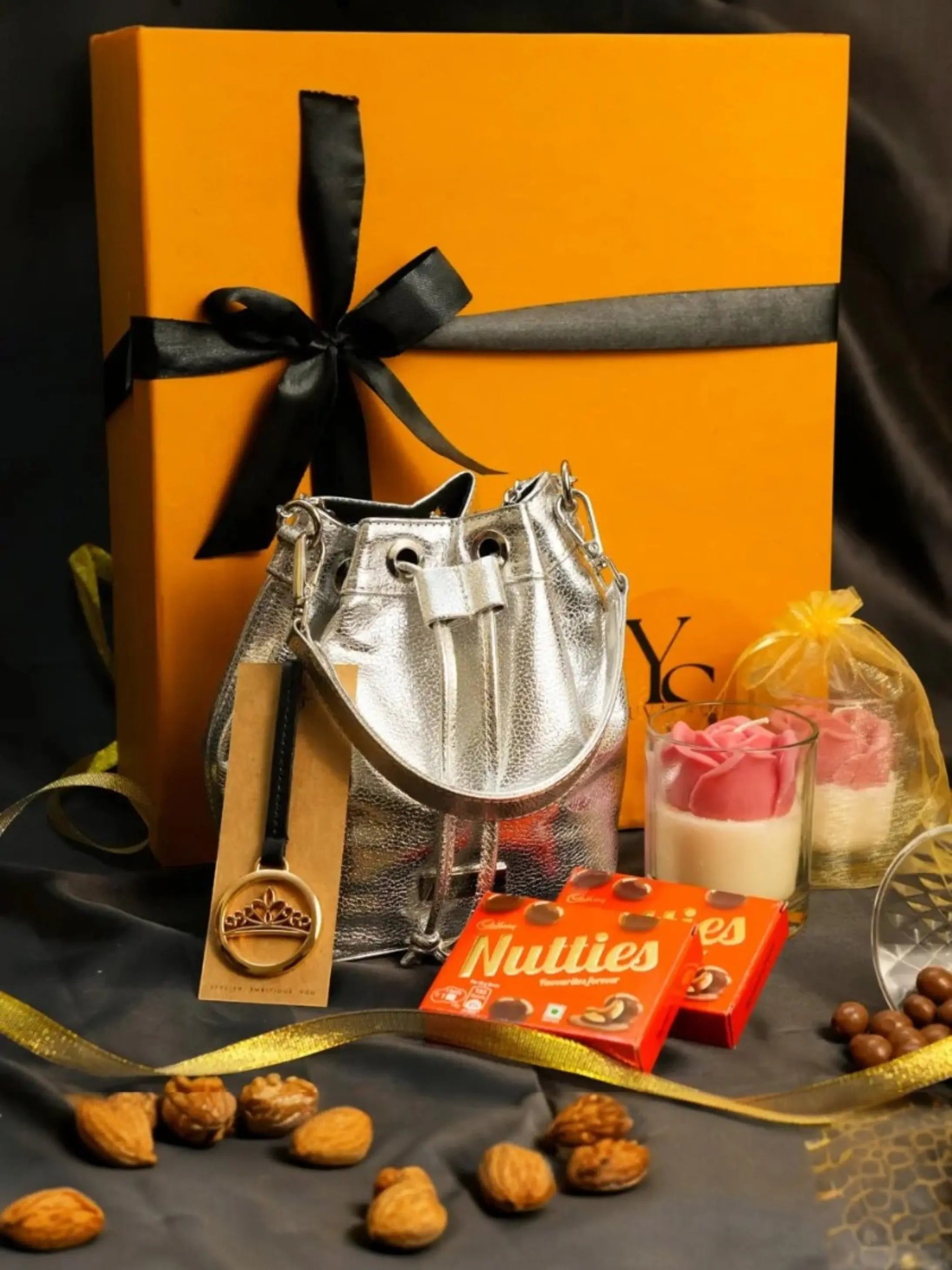 Festive Hamper - Evaara Bucket Bag - Silver Mirage YuvaStree