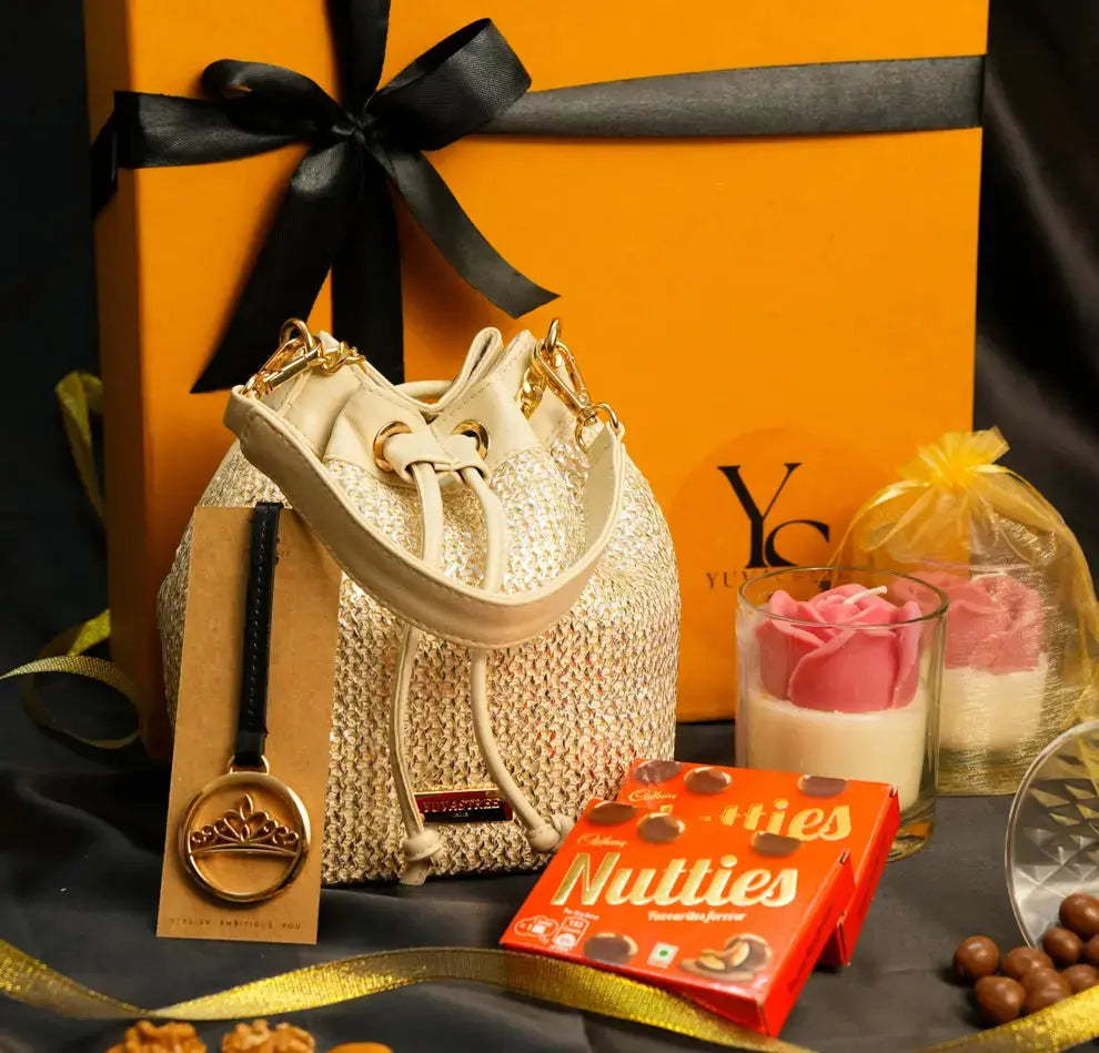 Festive Hamper - Evaara Bucket Bag - Pearl Glow YuvaStree