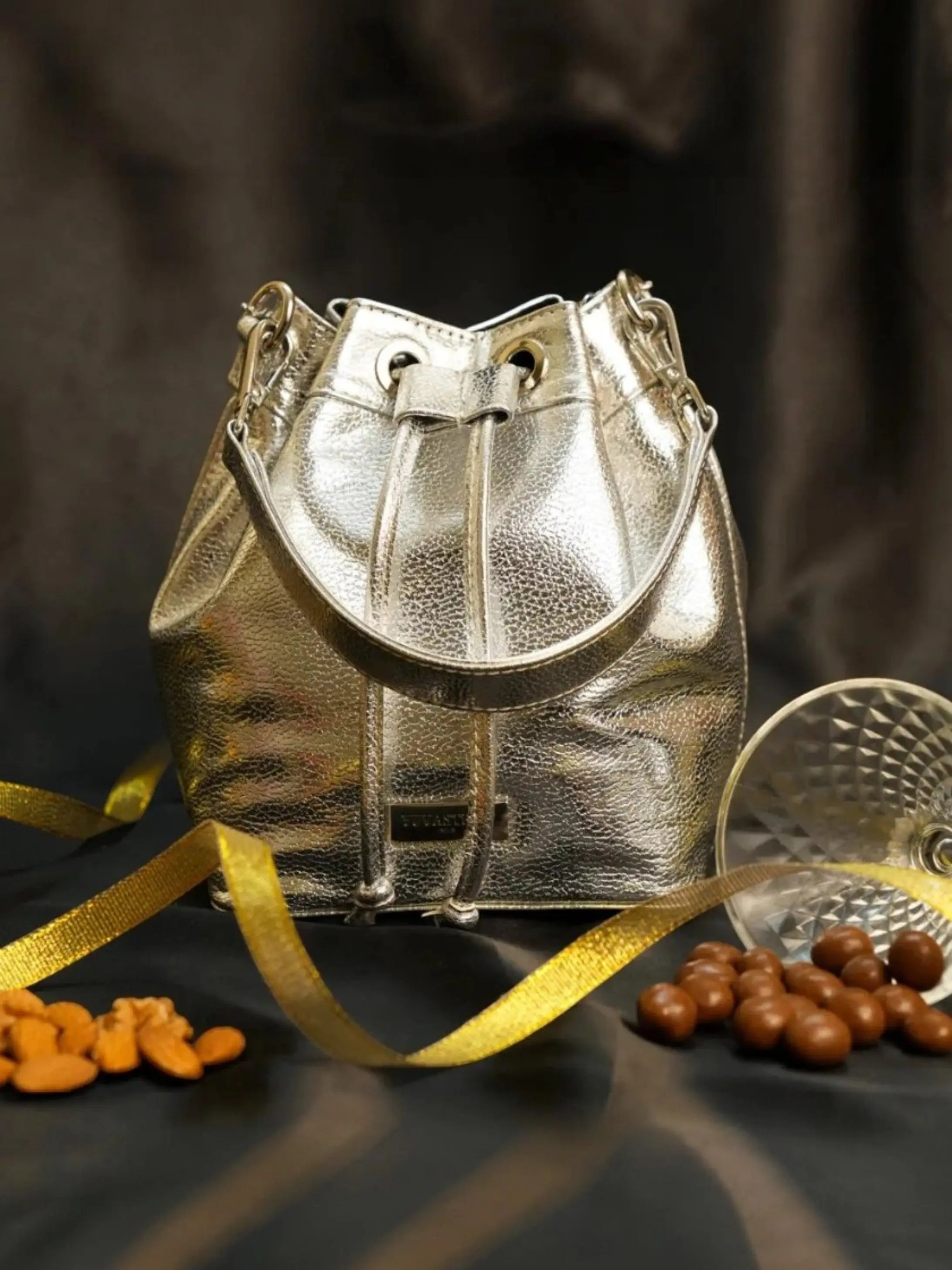 Festive Hamper - Evaara Bucket Bag - Silver Mirage YuvaStree