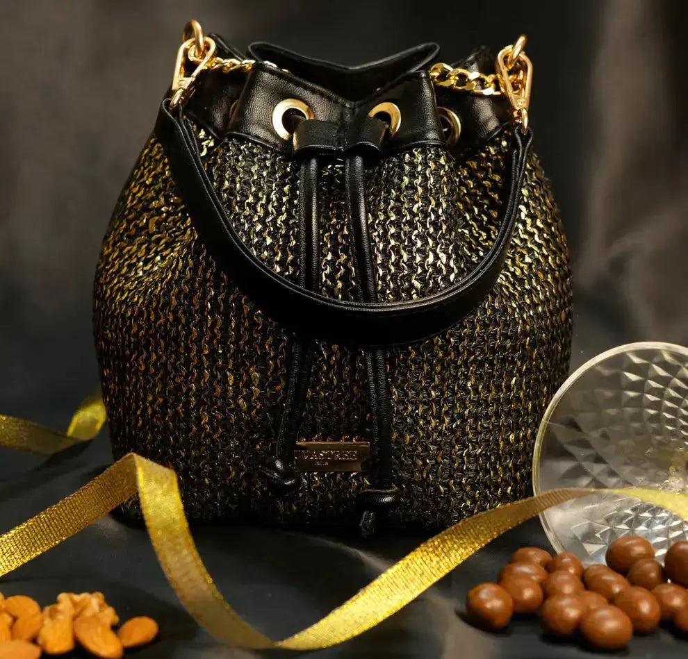Festive Hamper - Evaara Bucket Bag - Midnight Gold YuvaStree