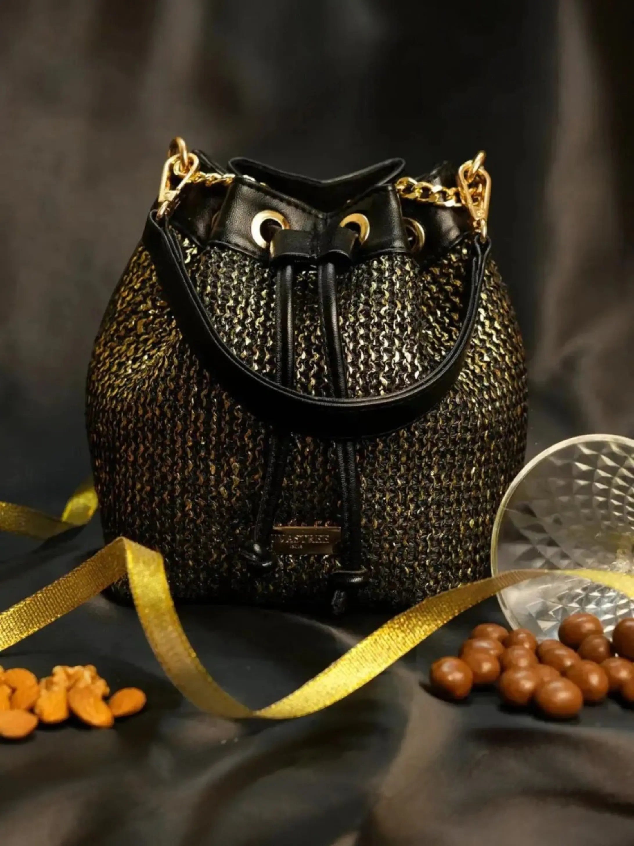 Festive Hamper - Evaara Bucket Bag - Midnight Gold YuvaStree