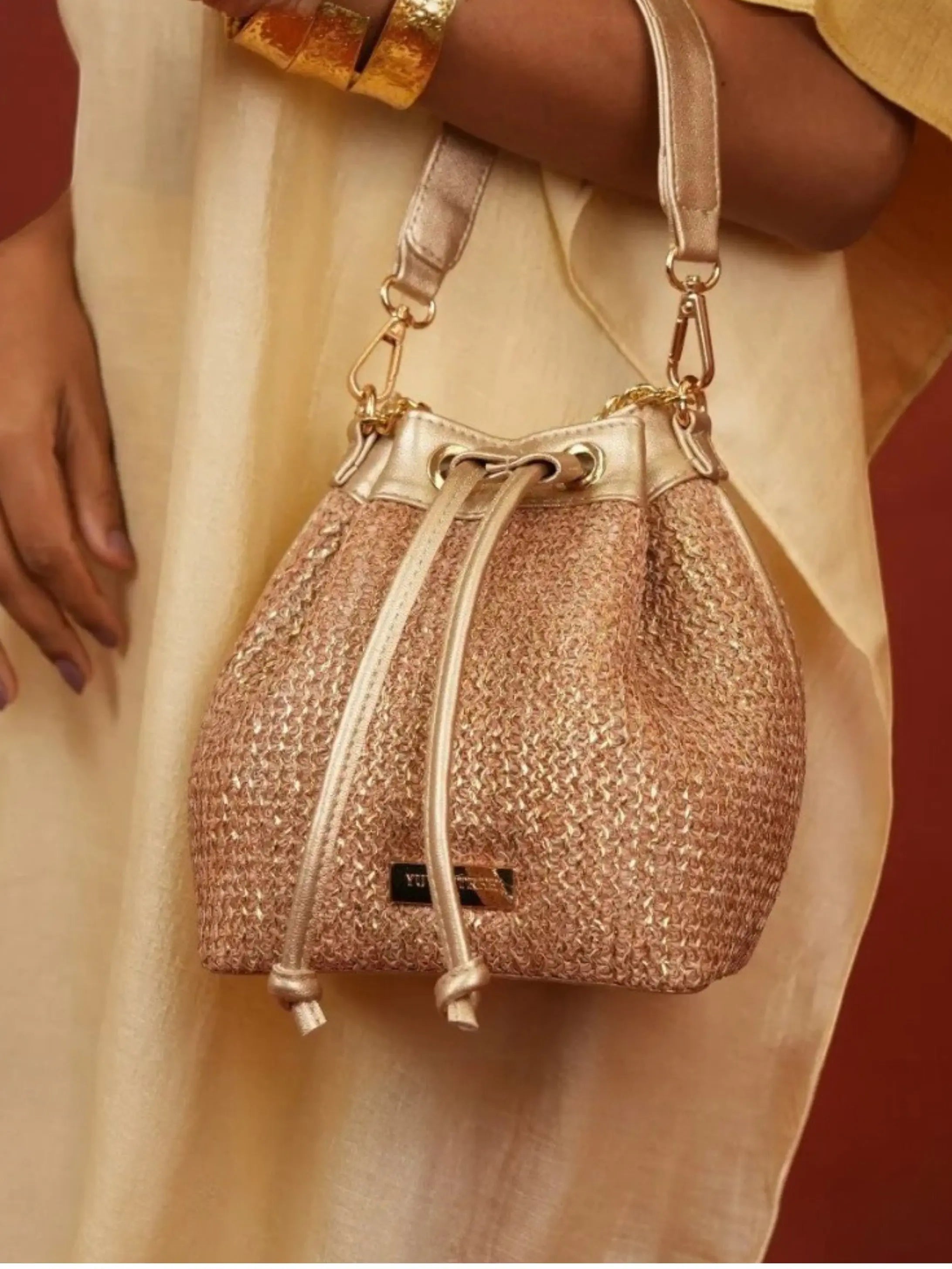 Evaara Bucket Bag - Antique Rose YuvaStree